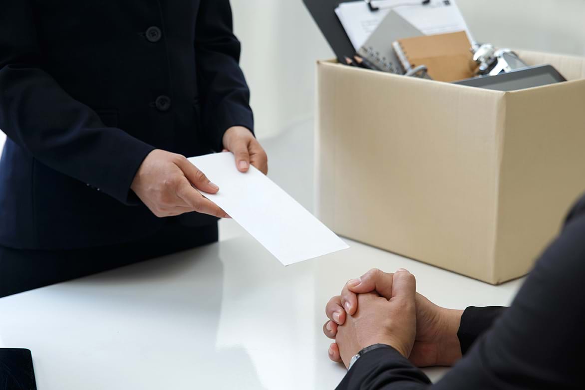 Handing over a resignation letter